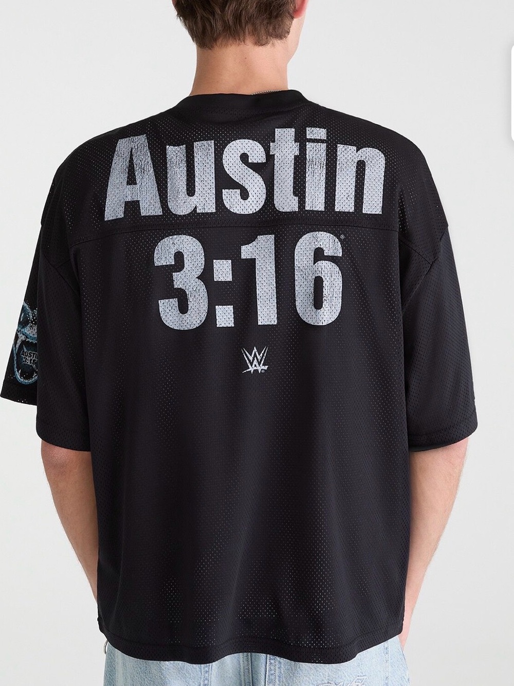 NWT WWE Stone Cold Steve Austin The Texas Rattlesnake V Neck Black Mesh Jersey - Picture 2 of 8